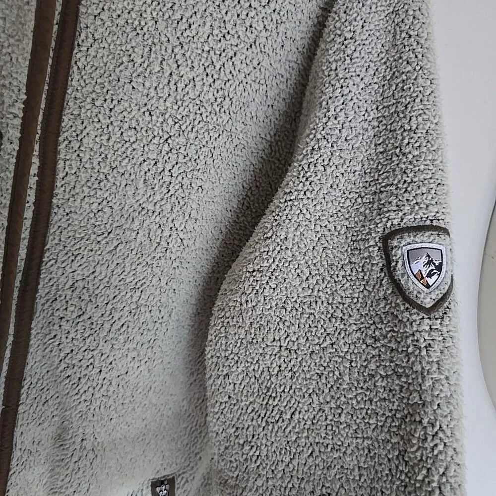 Kuhl Klifton snap Sherpa light jacket size L tan brown women’s Fleece sweater